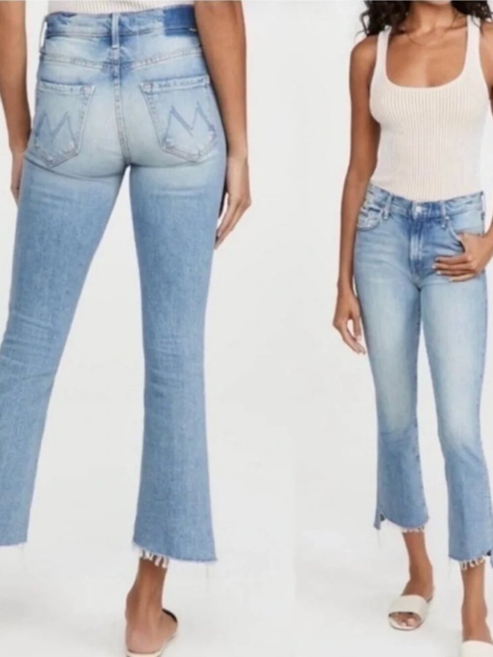 Mother Superior The Insider Crop Step Fray Jeans in I Confess Size 25 Faded Look